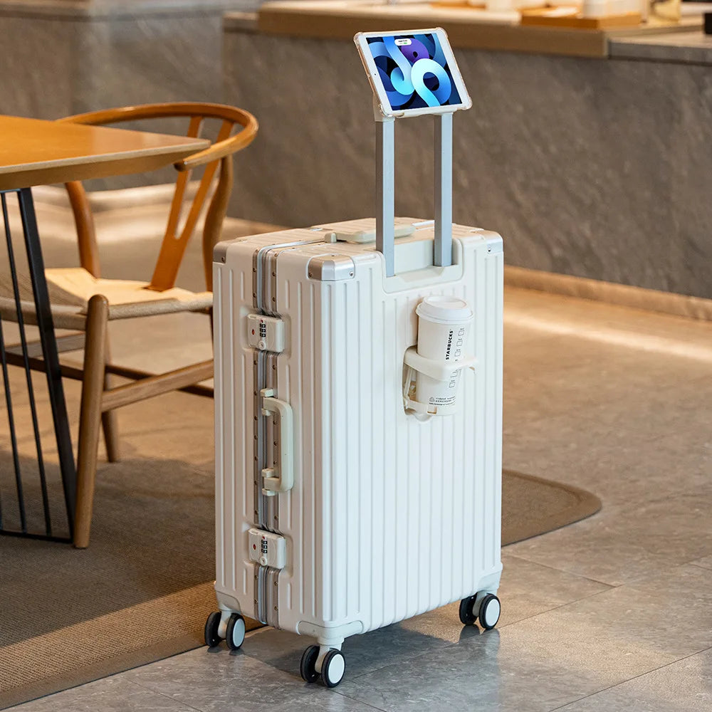 JMT-041802 Multi-Colour Aluminium Trolley Suitcase - Custom Sizes 20, 22, 24, 28 Inch Travel Luggage