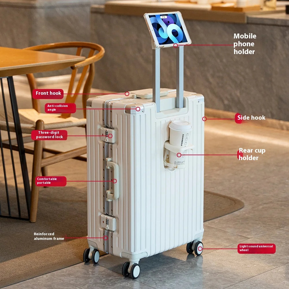 JMT-041802 Multi-Colour Aluminium Trolley Suitcase - Custom Sizes 20, 22, 24, 28 Inch Travel Luggage