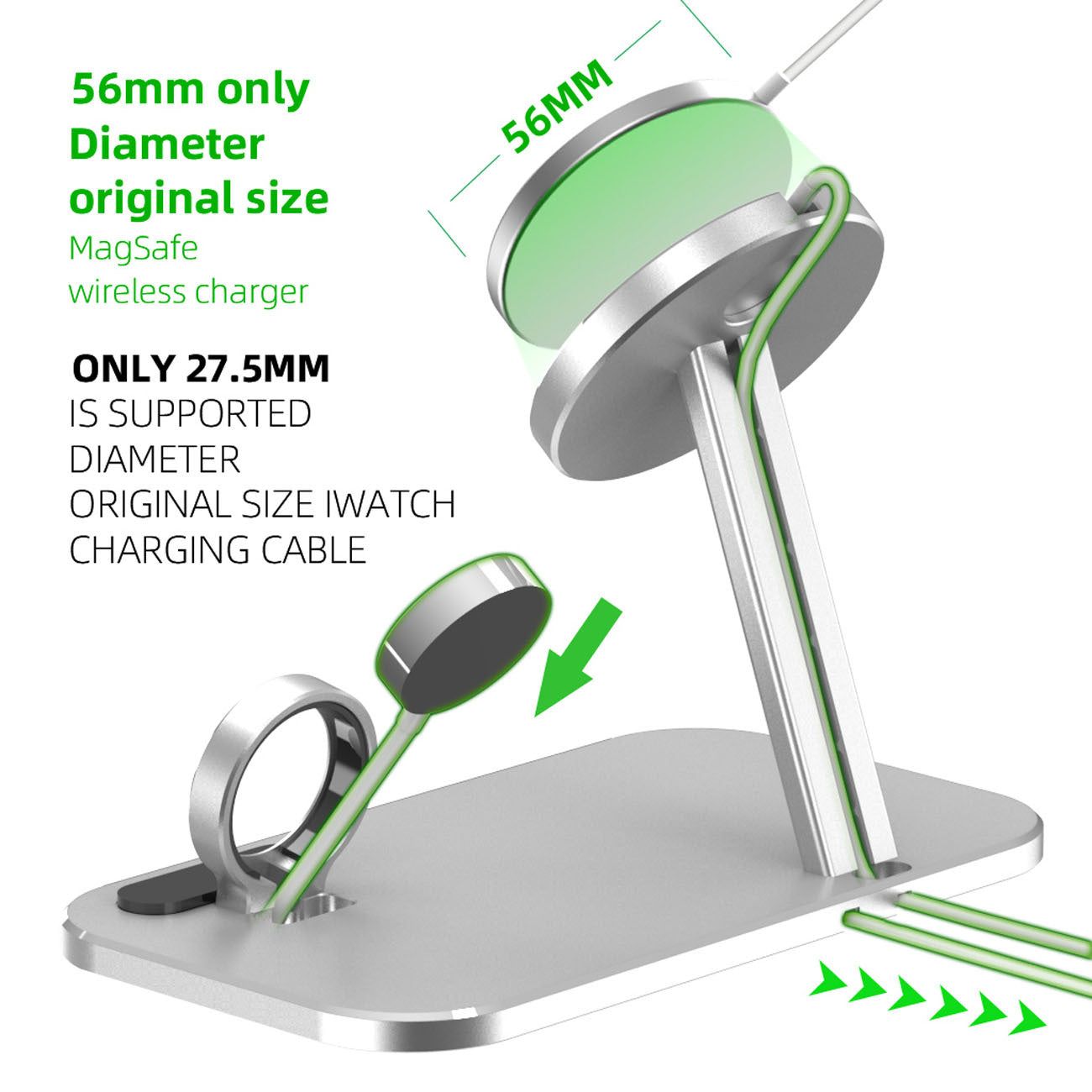 JMT-041930 Alloy Charging Stand for Smartwatches and Data Cables - Desktop Storage Base