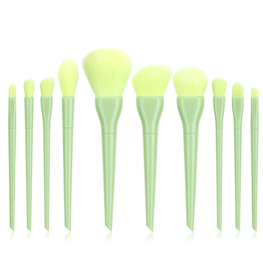 JMT-042186 Candy Color 10-Piece Cosmetic Brush Set with Soft Bristles and Plastic Handle