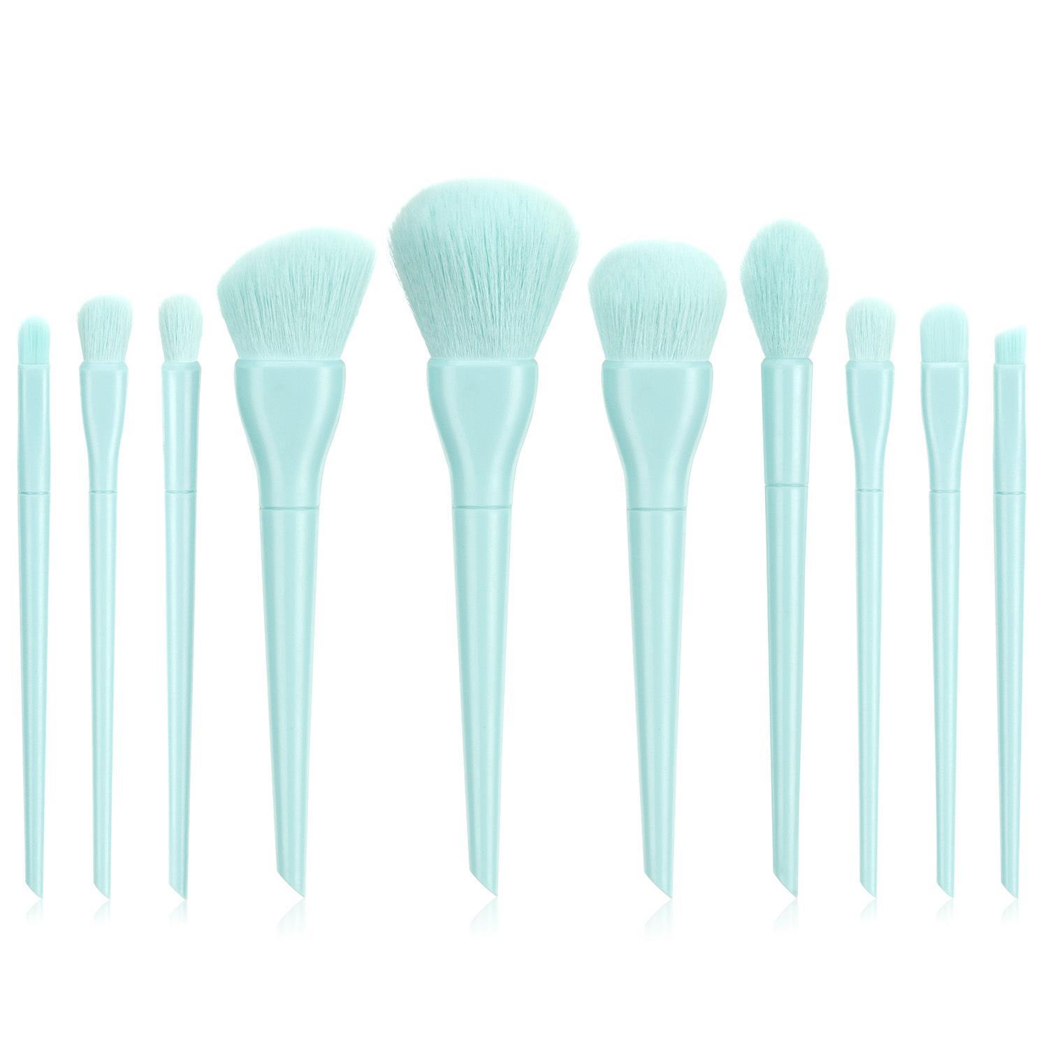 JMT-042186 Candy Color 10-Piece Cosmetic Brush Set with Soft Bristles and Plastic Handle