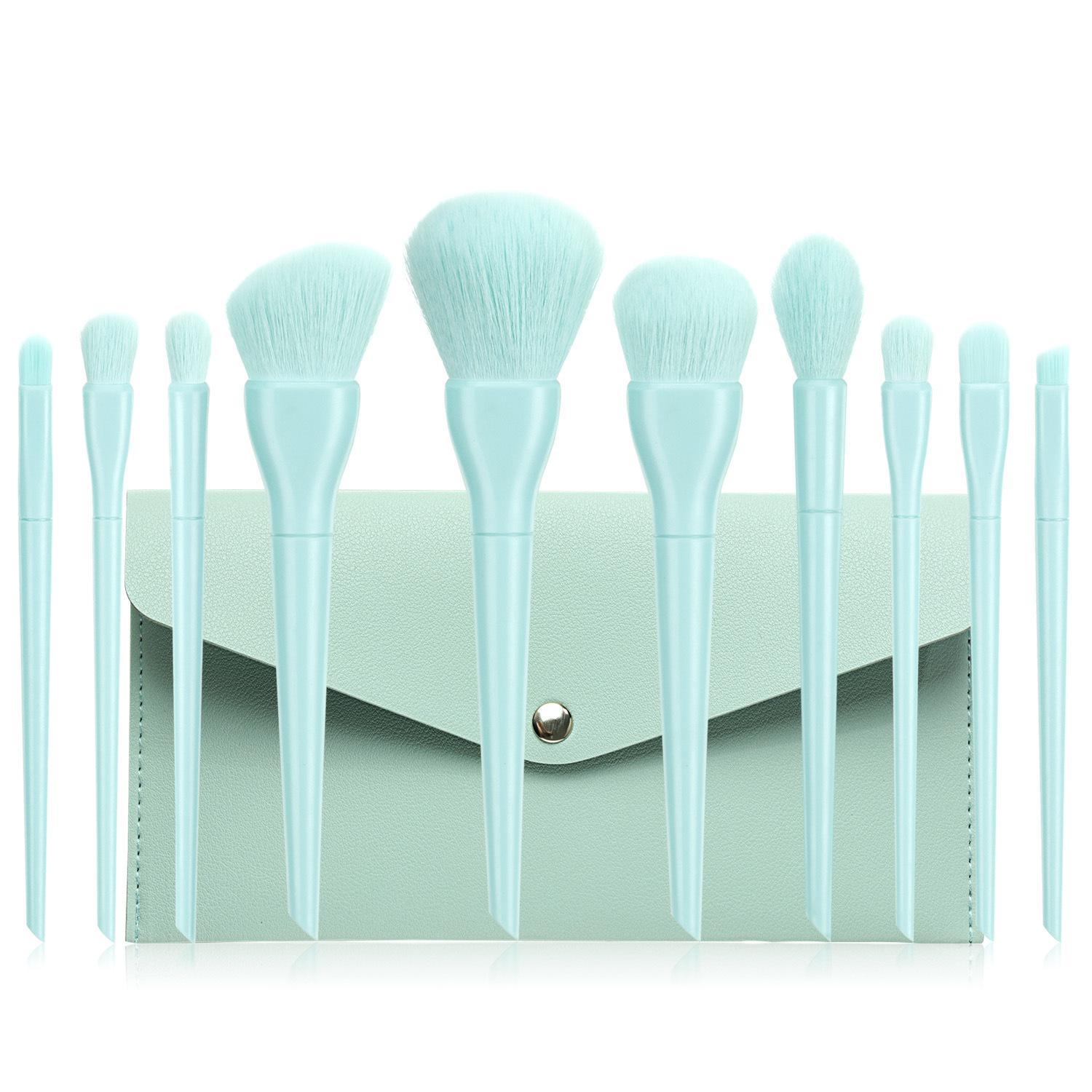 JMT-042186 Candy Color 10-Piece Cosmetic Brush Set with Soft Bristles and Plastic Handle