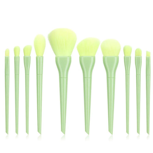JMT-042186 Candy Color 10-Piece Cosmetic Brush Set with Soft Bristles and Plastic Handle