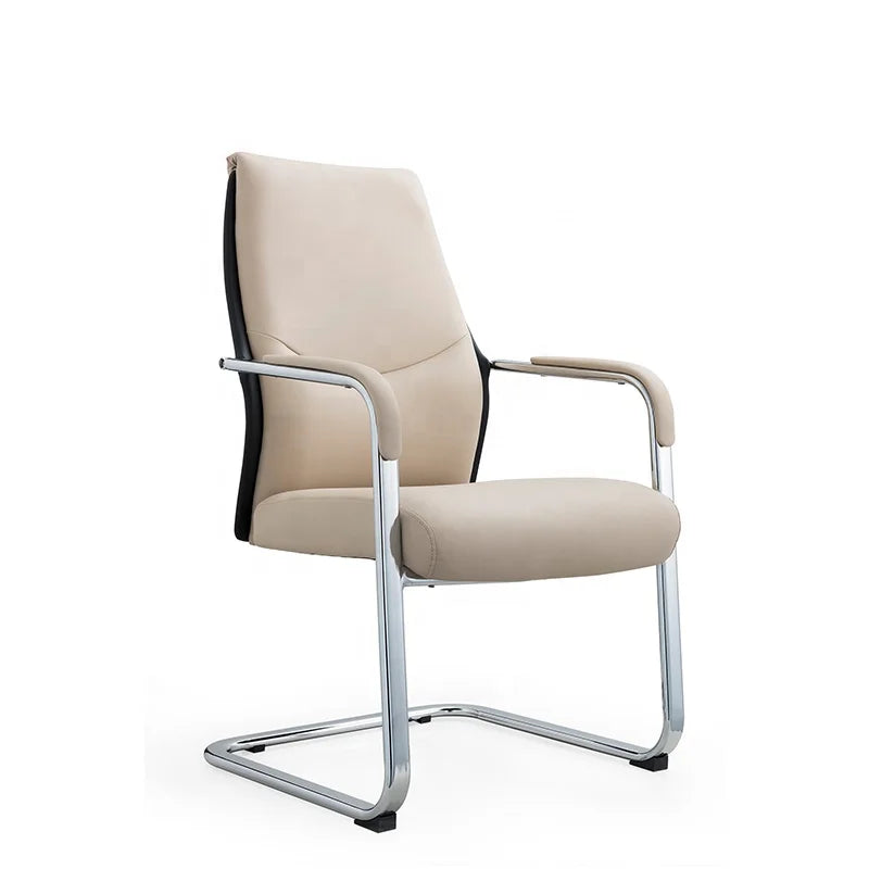 JMT-042826 Elegant Beige Swivel Office Chair with Genuine Leather Upholstery and Modern Design JA-08