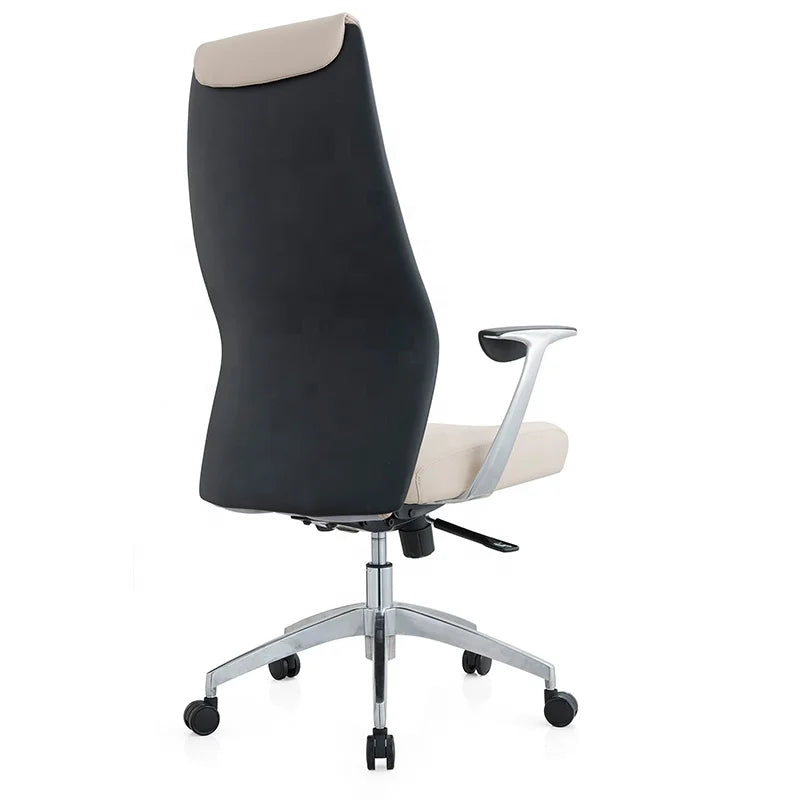 JMT-042826 Elegant Beige Swivel Office Chair with Genuine Leather Upholstery and Modern Design JA-08