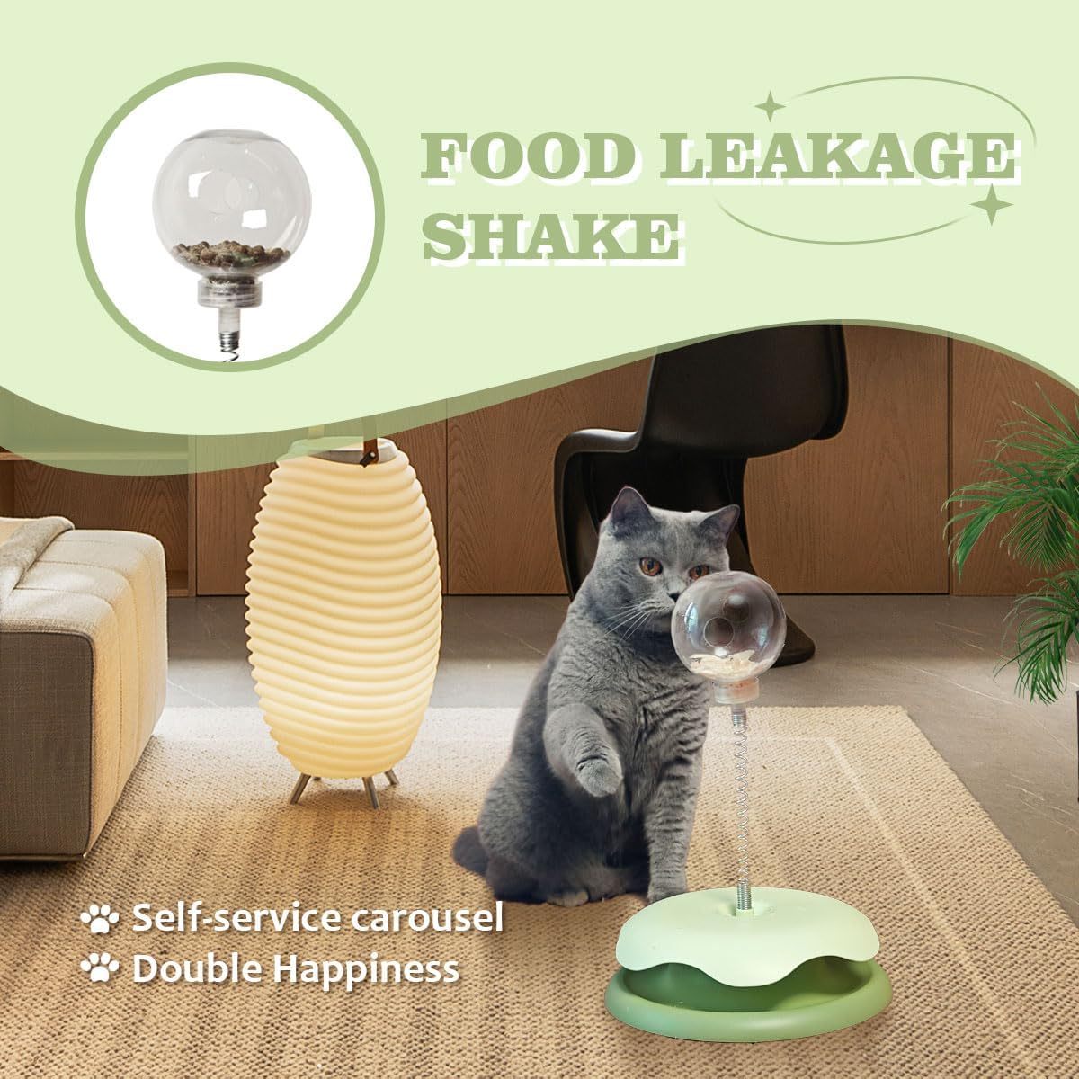 JMT-042890 Interactive Cat Treat Dispenser Toy with Slow Feeder Function and Track Ball Design for Healthy Eating Habits