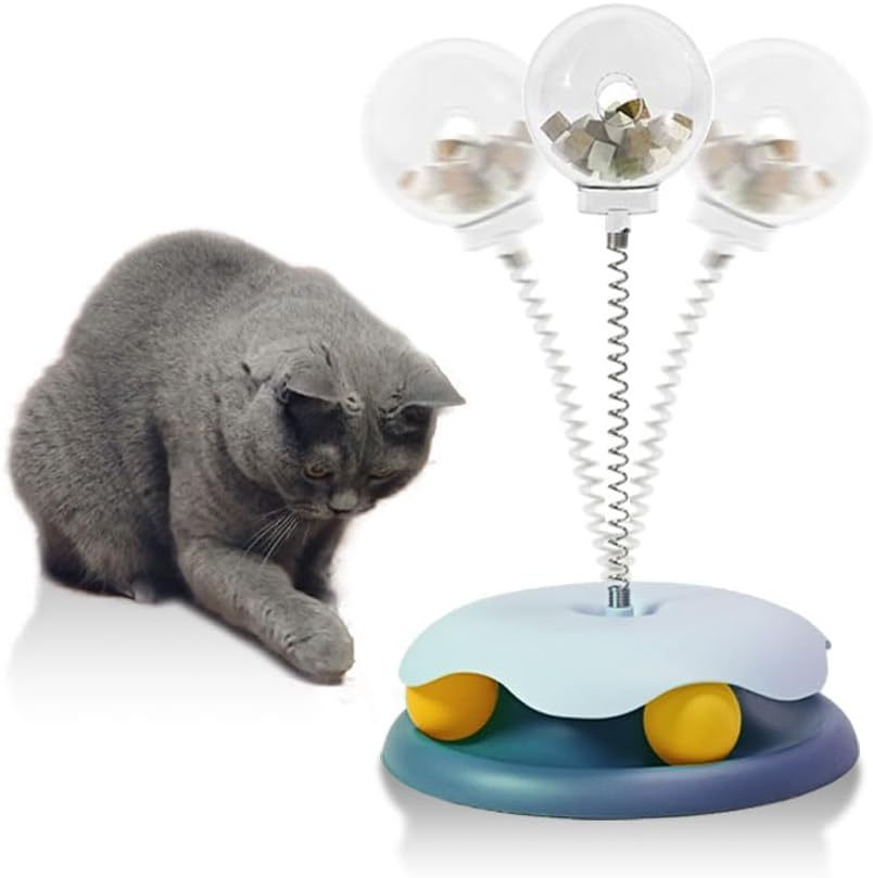 JMT-042890 Interactive Cat Treat Dispenser Toy with Slow Feeder Function and Track Ball Design for Healthy Eating Habits