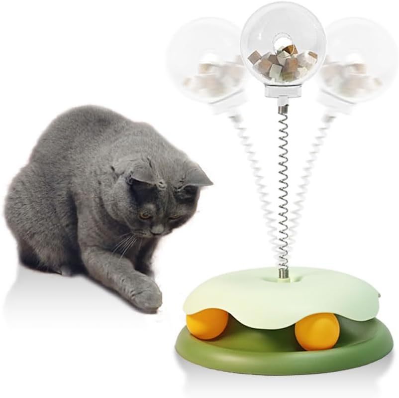 JMT-042890 Interactive Cat Treat Dispenser Toy with Slow Feeder Function and Track Ball Design for Healthy Eating Habits