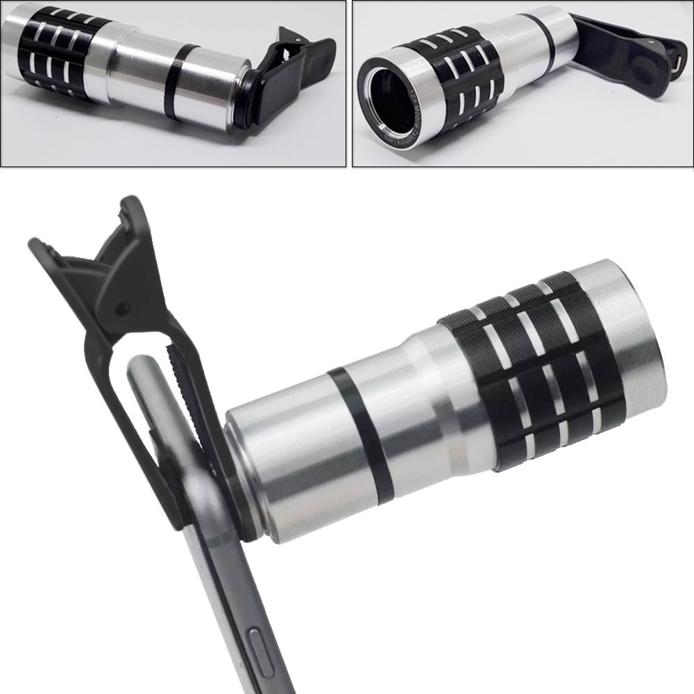 JMT-043082 12X Telescopic Lens Clip for Cell Phones - High-Definition Outdoor Photography Accessory