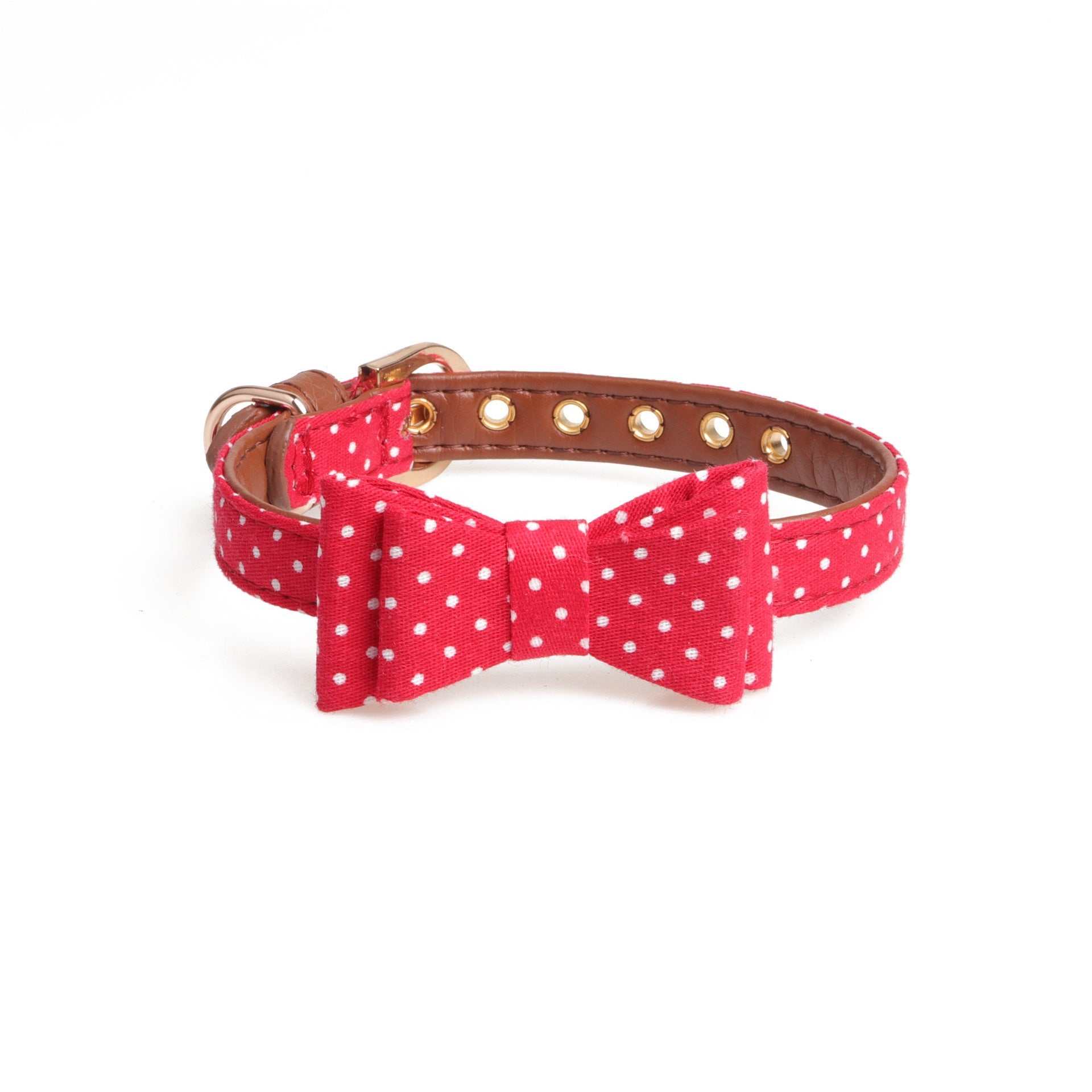 JMT-043722 Polka Dot Pet Bow Collar for All Seasons - S/M/L Adjustable Sizes
