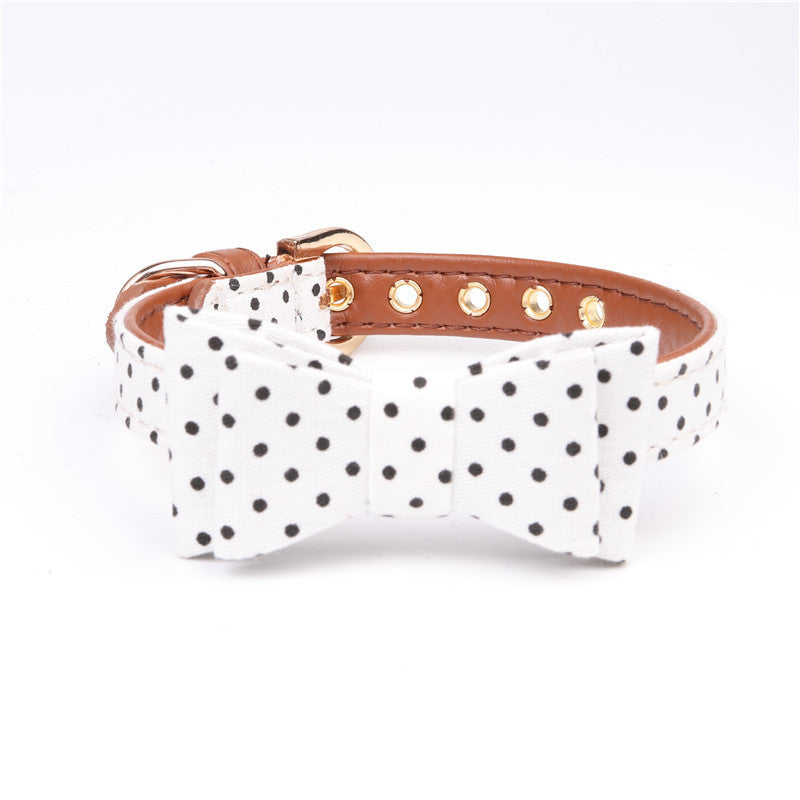 JMT-043722 Polka Dot Pet Bow Collar for All Seasons - S/M/L Adjustable Sizes