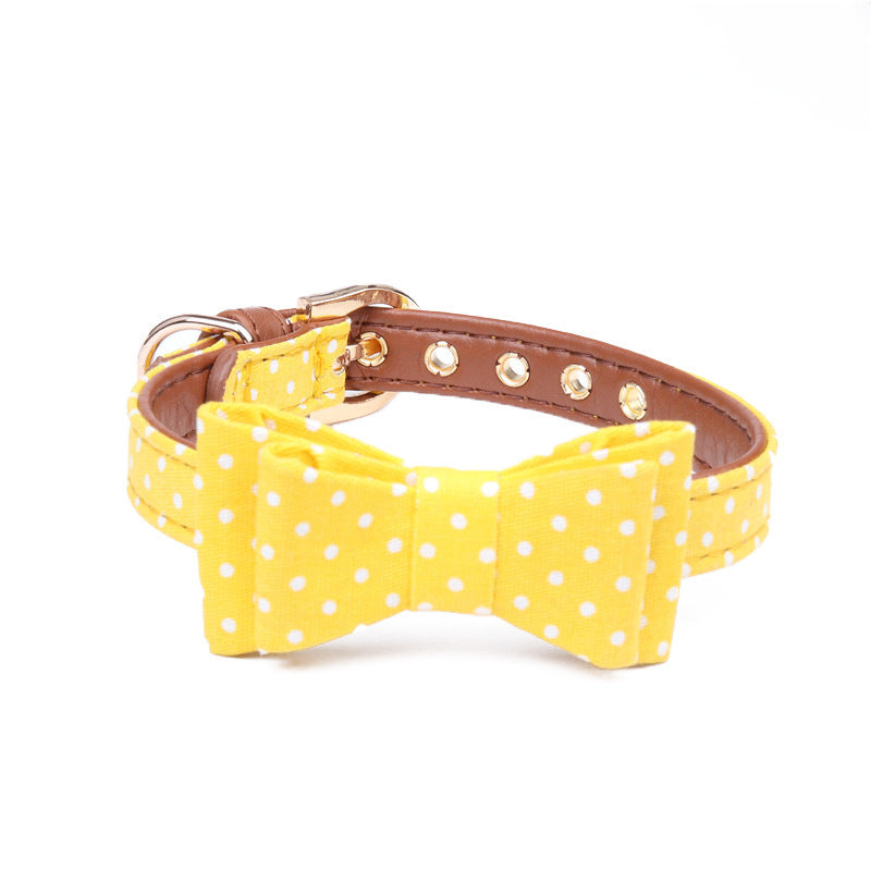 JMT-043722 Polka Dot Pet Bow Collar for All Seasons - S/M/L Adjustable Sizes