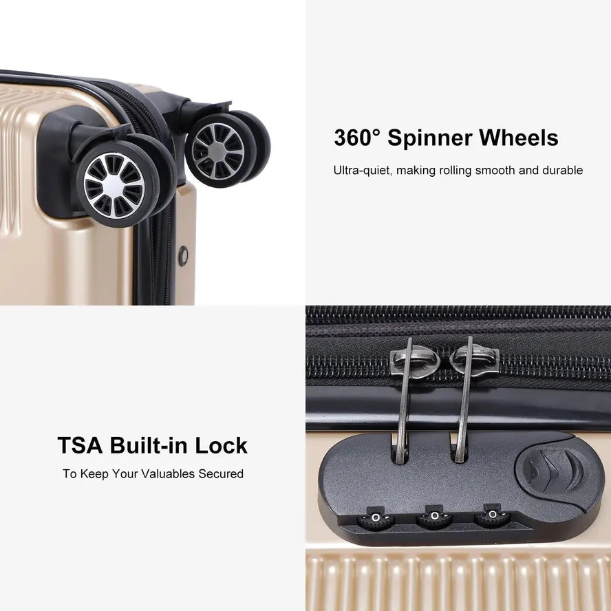 JMT-043786 Travel Trolley Luggage Set with Durable ABS and PC Material - Lightweight Suitcase Ensemble