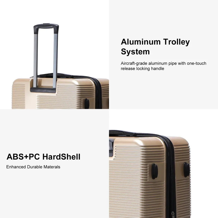 JMT-043786 Travel Trolley Luggage Set with Durable ABS and PC Material - Lightweight Suitcase Ensemble