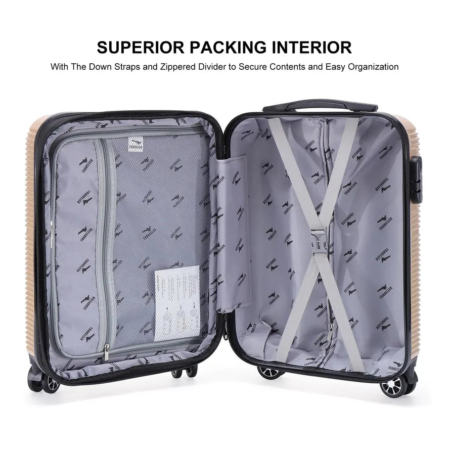 JMT-043786 Travel Trolley Luggage Set with Durable ABS and PC Material - Lightweight Suitcase Ensemble