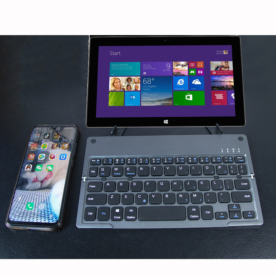 JMT-043850 Compact Bluetooth Folding Keyboard with Touch-Sensitive Design and Hidden Stand