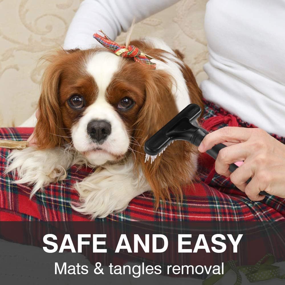 JMT-044298 Undercoat Rake with Double Row Pins for Dogs and Cats – Effective Shedding and Dematting Grooming Tool