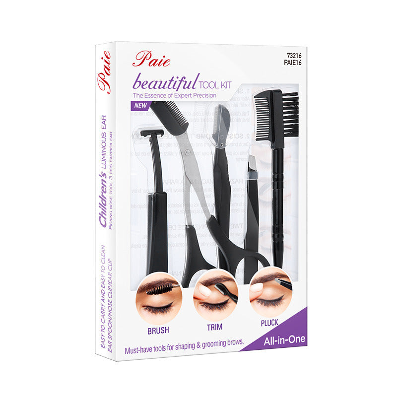 JMT-044618 Stainless Steel Eyebrow Trimmer Set with Shaving Tool, Perfect for Precision Grooming