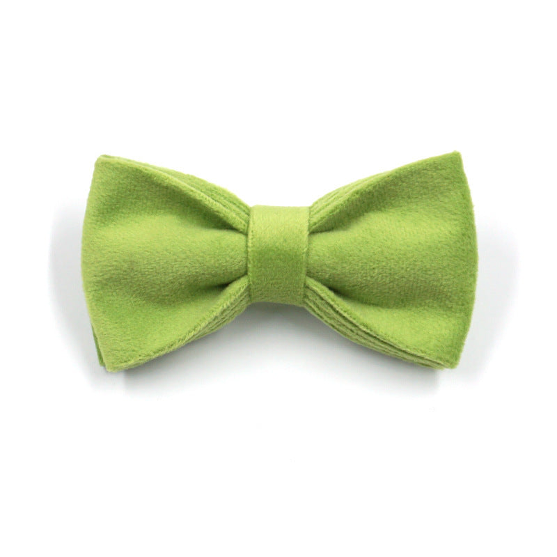 JMT-044874 Matcha Green Velvet Dog Collar with Gold Buckle and Bow, Multiple Sizes Available