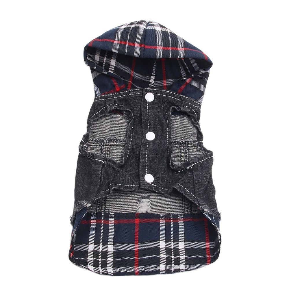 JMT-045002 Denim Four-Legged Pet Apparel in Navy and Red - Sizes XS to XXL