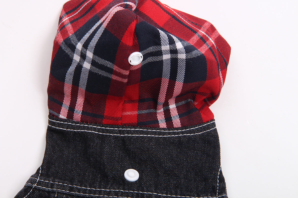 JMT-045002 Denim Four-Legged Pet Apparel in Navy and Red - Sizes XS to XXL