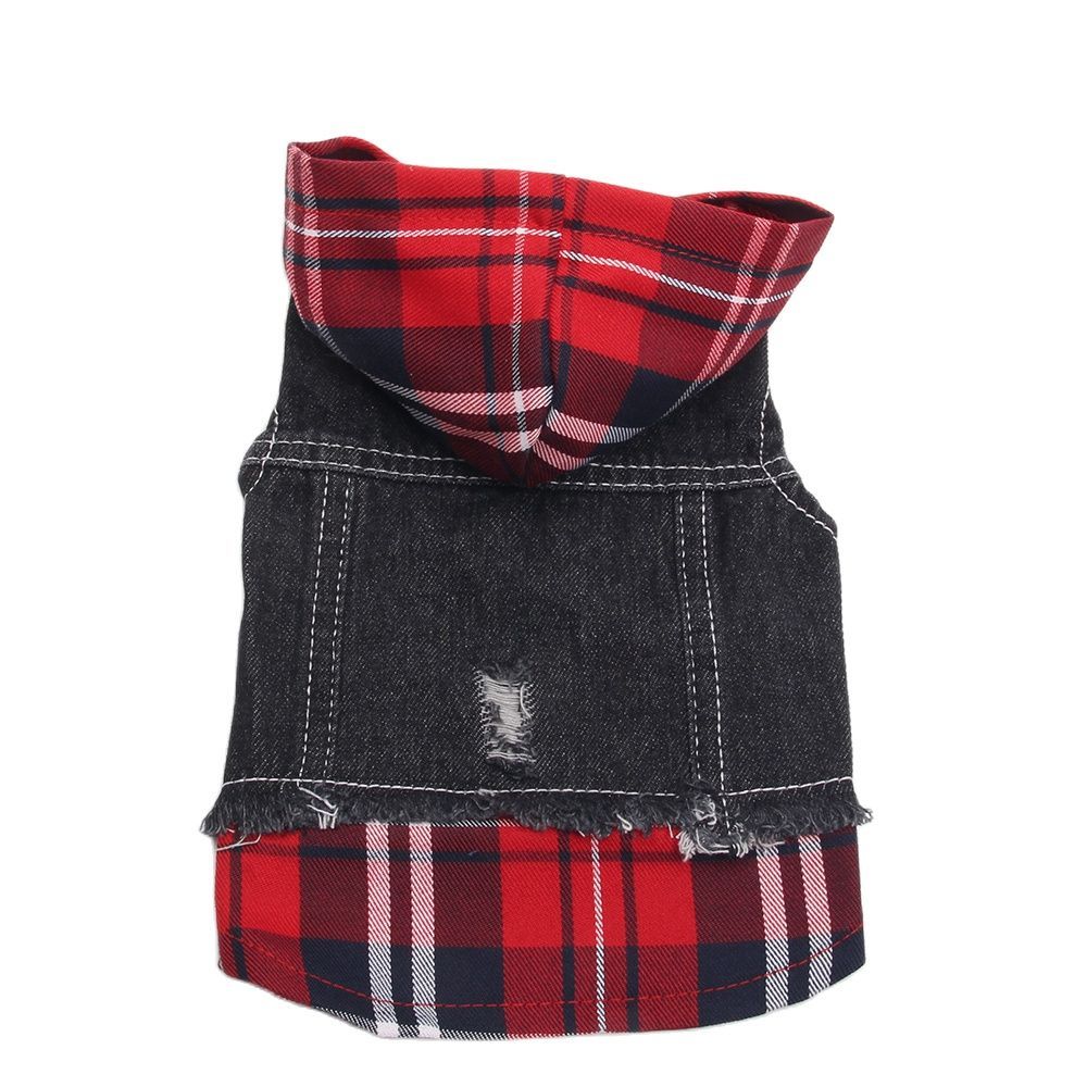 JMT-045002 Denim Four-Legged Pet Apparel in Navy and Red - Sizes XS to XXL