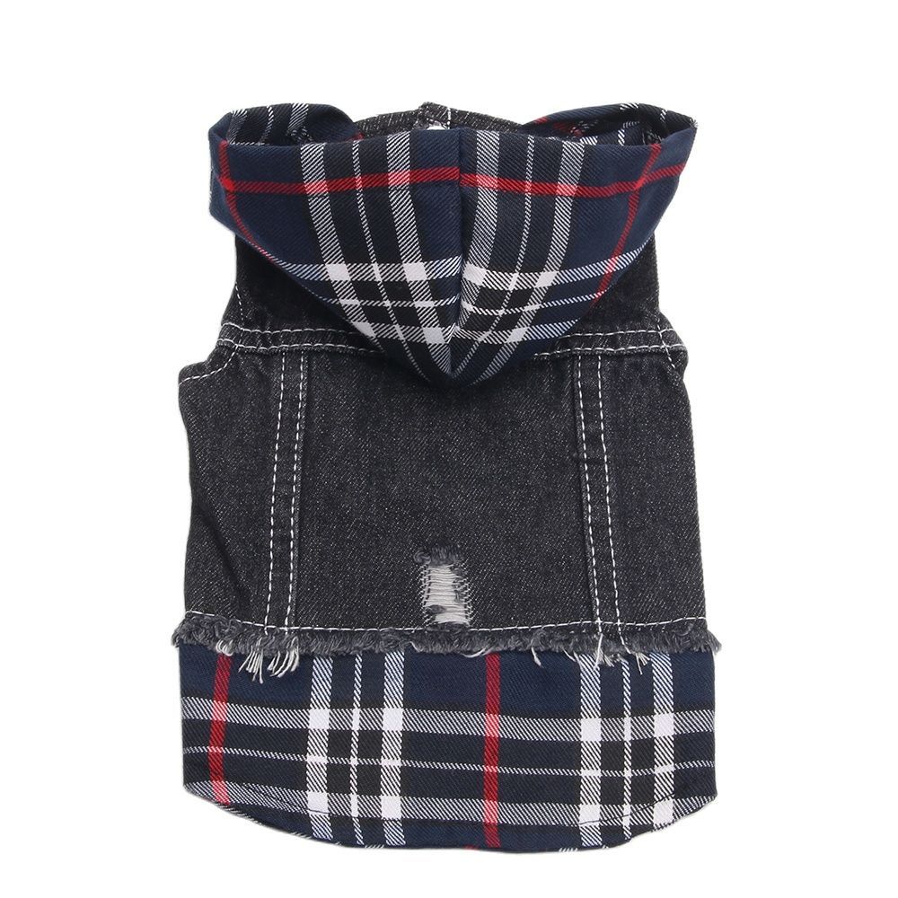 JMT-045002 Denim Four-Legged Pet Apparel in Navy and Red - Sizes XS to XXL