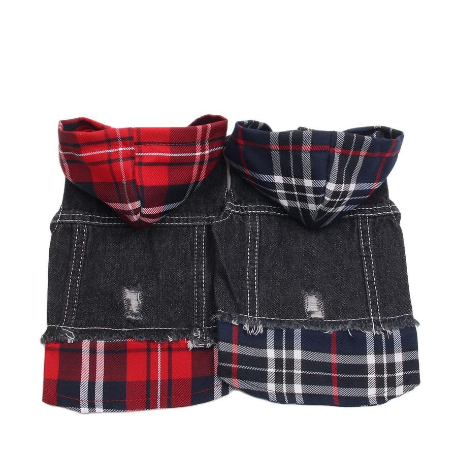 JMT-045002 Denim Four-Legged Pet Apparel in Navy and Red - Sizes XS to XXL
