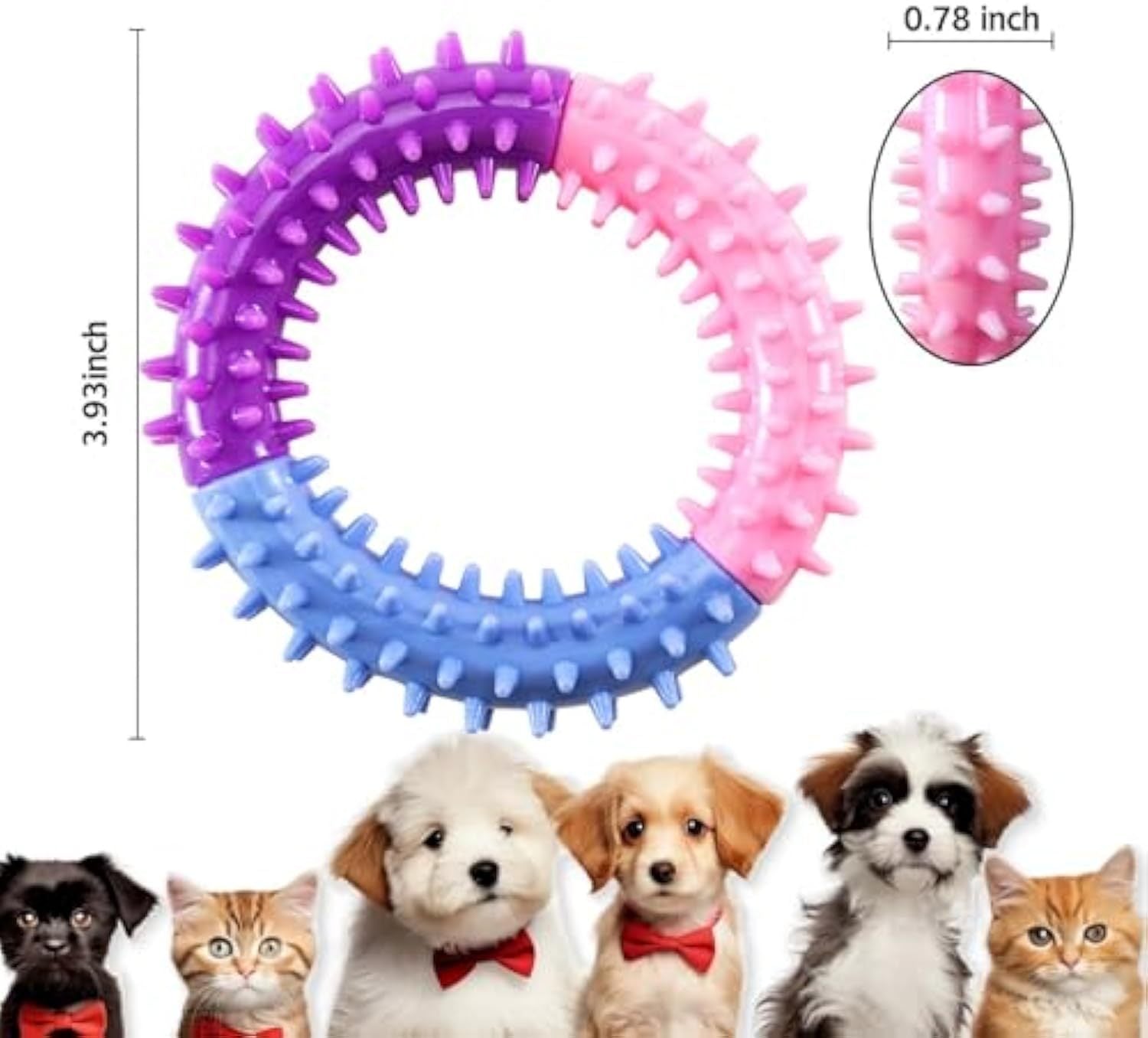 JMT-045194 Durable Rubber Chew Ring for Puppy Teething and Interactive Play for Small to Large Dogs