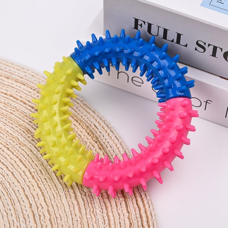 JMT-045194 Durable Rubber Chew Ring for Puppy Teething and Interactive Play for Small to Large Dogs