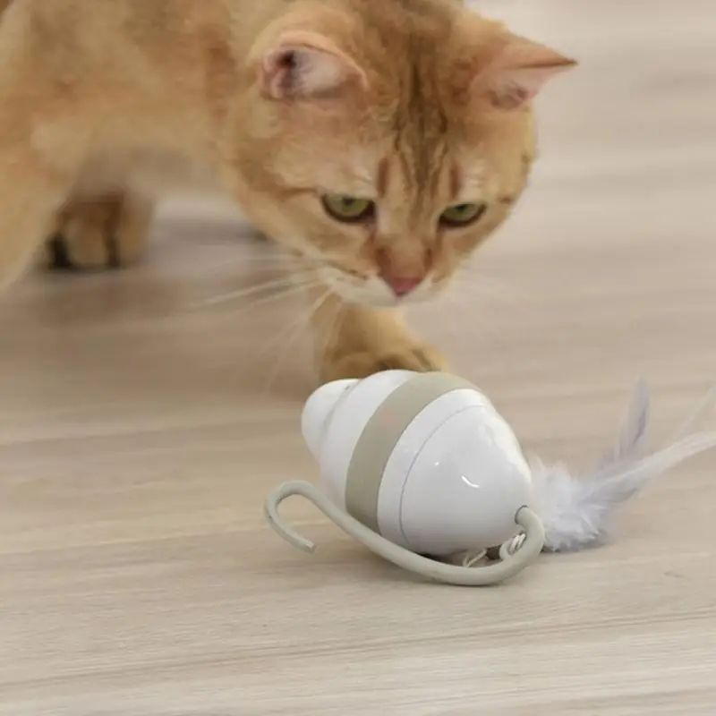 JMT-045514 Automatic Moving Mouse Cat Toy with Glowing Feather and Irregular Movement for Engaging Playtime