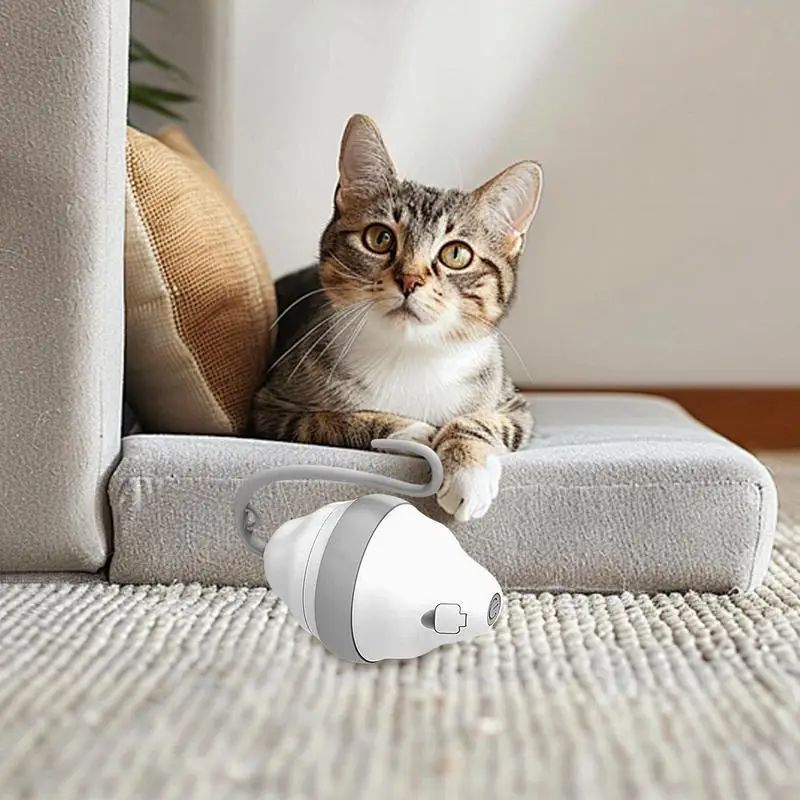 JMT-045514 Automatic Moving Mouse Cat Toy with Glowing Feather and Irregular Movement for Engaging Playtime