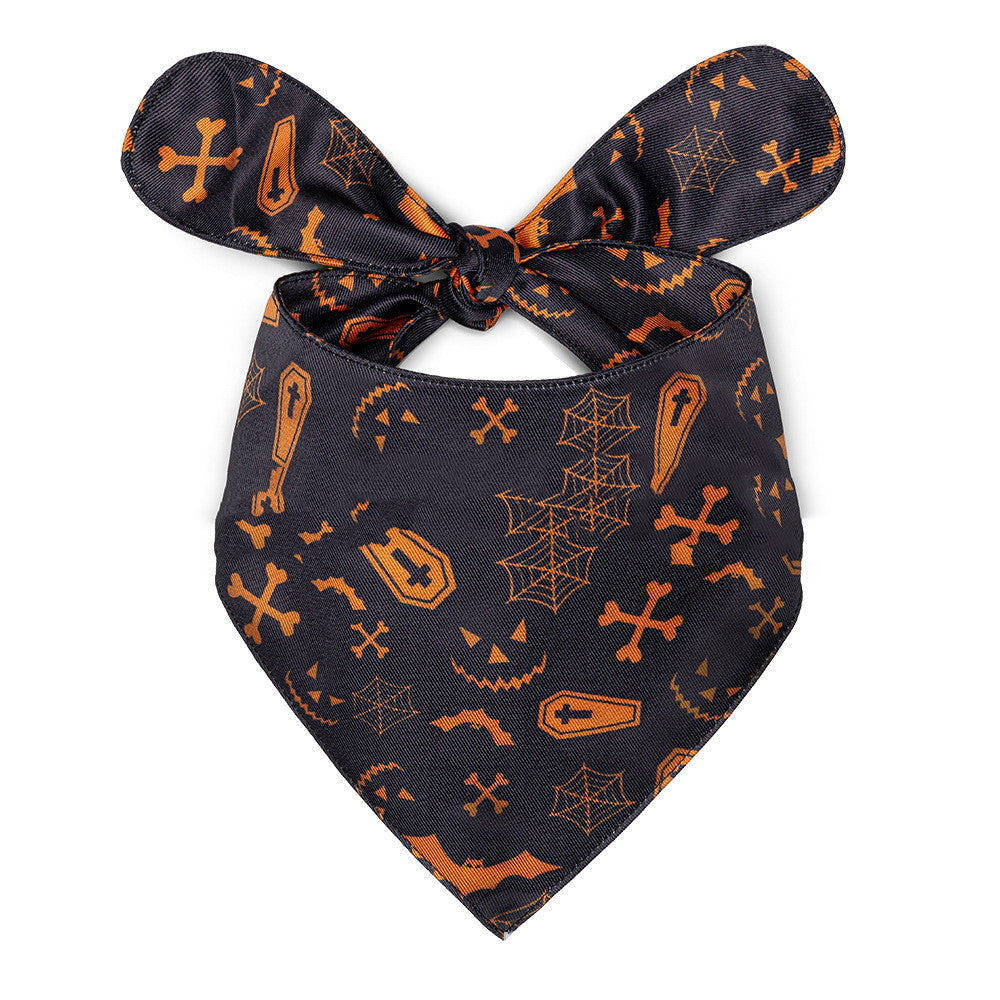 JMT-045834 Halloween Dog Saliva Towel - Double Layer Polyester Bib with Various Patterns