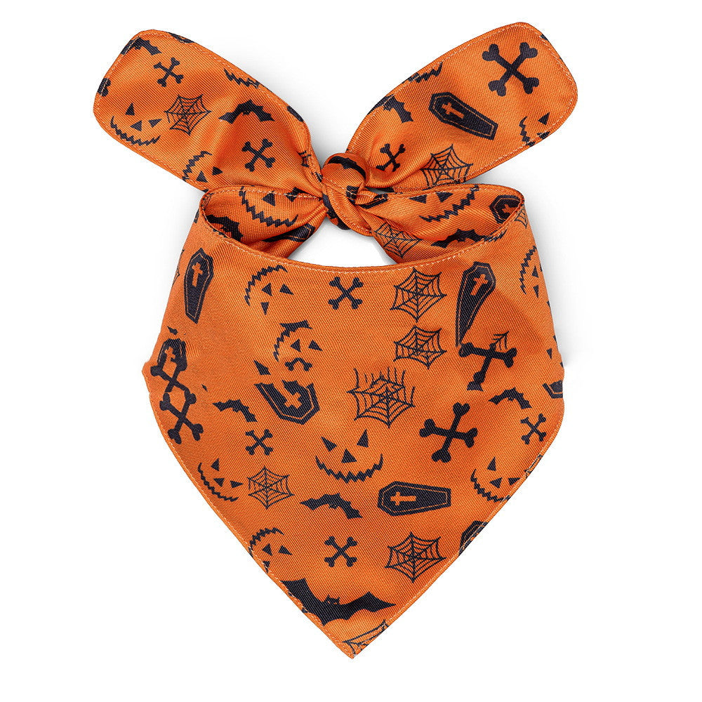 JMT-045834 Halloween Dog Saliva Towel - Double Layer Polyester Bib with Various Patterns