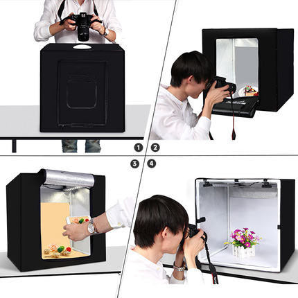 JMT-045898 60cm LED Photography Light Box with Polyester Backdrop for Professional Studio Use