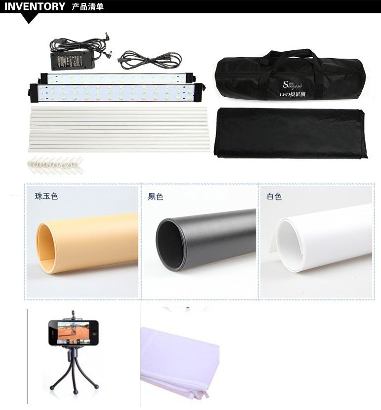 JMT-045898 60cm LED Photography Light Box with Polyester Backdrop for Professional Studio Use