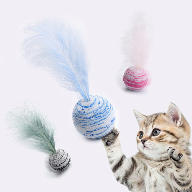 JMT-046666 Feathered EVA Lightweight Foam Ball Toy for Cats – Fun Pet Playtime Accessory