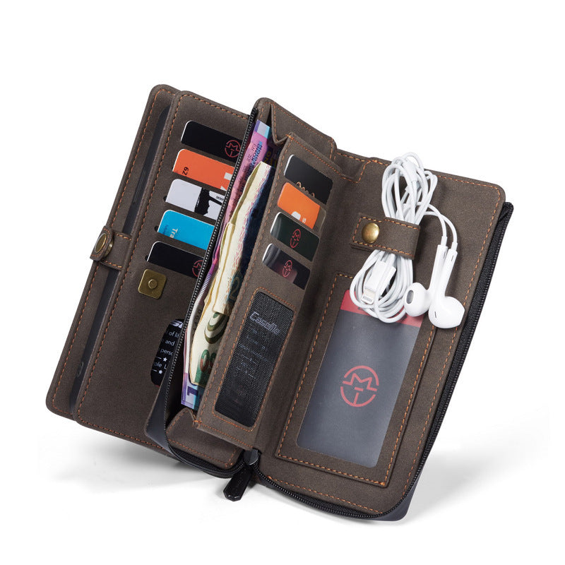 JMT-047050 Leather Wallet-Style Phone Case for Select Samsung and Apple Models, Handmade TPU & Leather, Available in Black, Dark Brown, Blue, Red