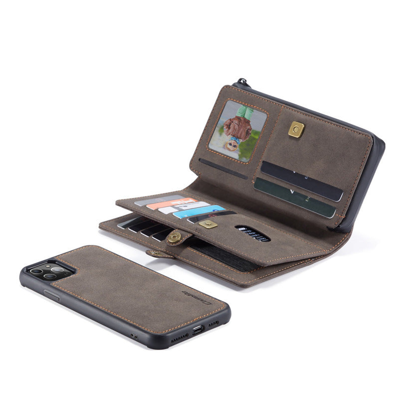 JMT-047050 Leather Wallet-Style Phone Case for Select Samsung and Apple Models, Handmade TPU & Leather, Available in Black, Dark Brown, Blue, Red
