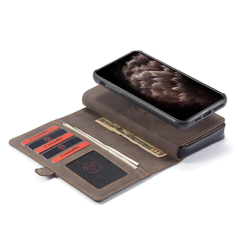 JMT-047050 Leather Wallet-Style Phone Case for Select Samsung and Apple Models, Handmade TPU & Leather, Available in Black, Dark Brown, Blue, Red
