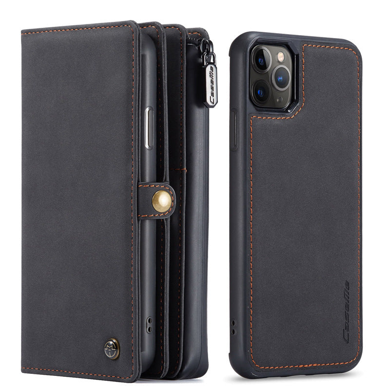 JMT-047050 Leather Wallet-Style Phone Case for Select Samsung and Apple Models, Handmade TPU & Leather, Available in Black, Dark Brown, Blue, Red