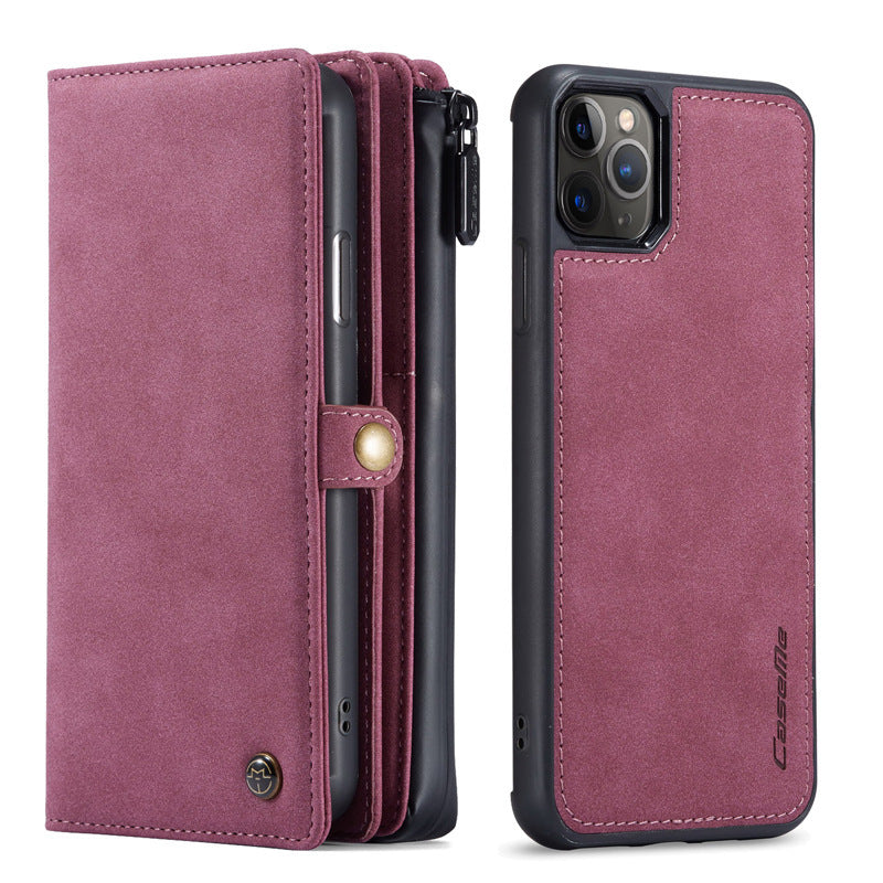 JMT-047050 Leather Wallet-Style Phone Case for Select Samsung and Apple Models, Handmade TPU & Leather, Available in Black, Dark Brown, Blue, Red