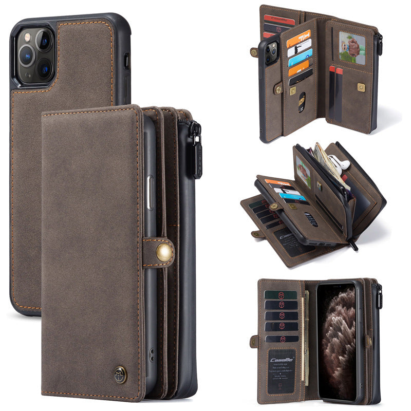 JMT-047050 Leather Wallet-Style Phone Case for Select Samsung and Apple Models, Handmade TPU & Leather, Available in Black, Dark Brown, Blue, Red