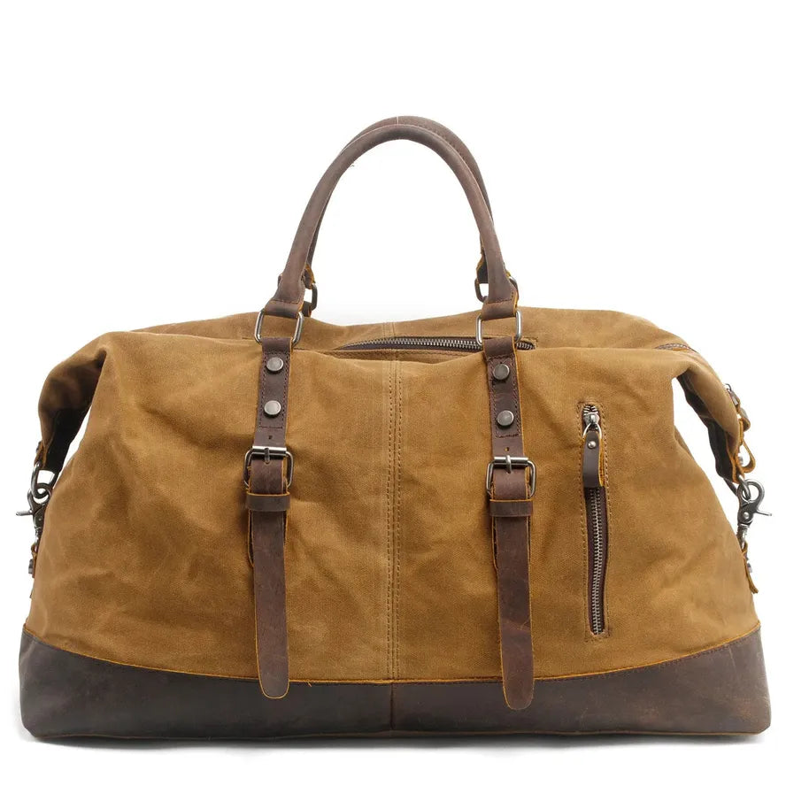 JMT-047050 Retro Waterproof Canvas & Leather Duffel Bag for Travel, Large Capacity, Multiple Colours Available