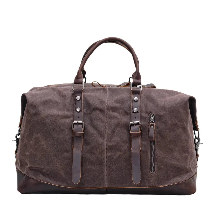 JMT-047050 Retro Waterproof Canvas & Leather Duffel Bag for Travel, Large Capacity, Multiple Colours Available