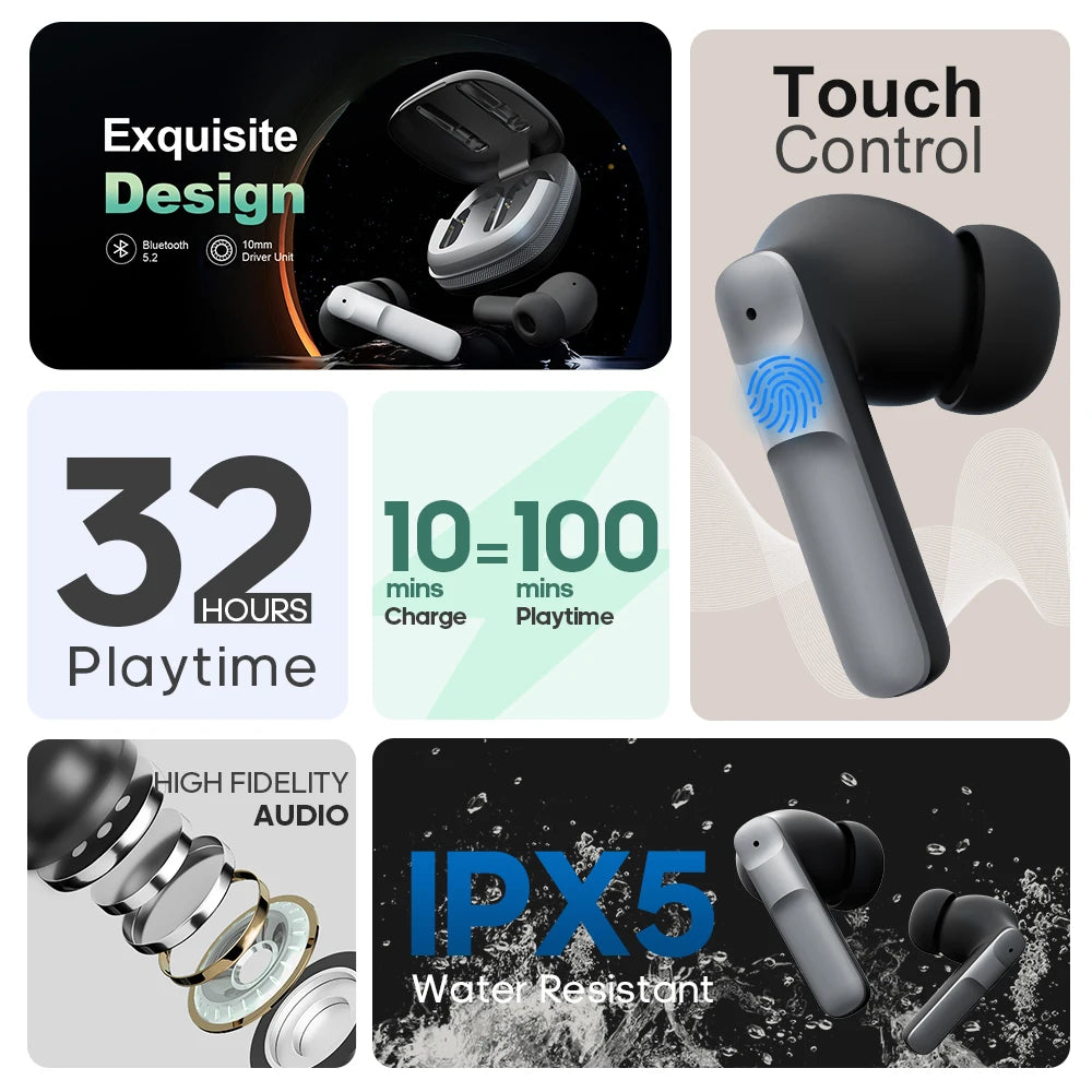 JMT-047690 Bluetooth 5.2 Wireless Gaming Earbuds - TWS Earphones for Seamless Audio Experience