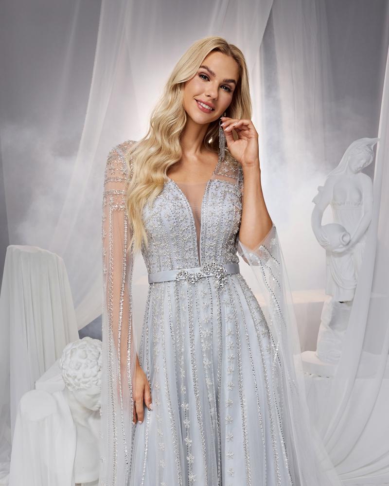JMT-047754 Elegant Silver Evening Dress for Women - Classy and Timeless Design