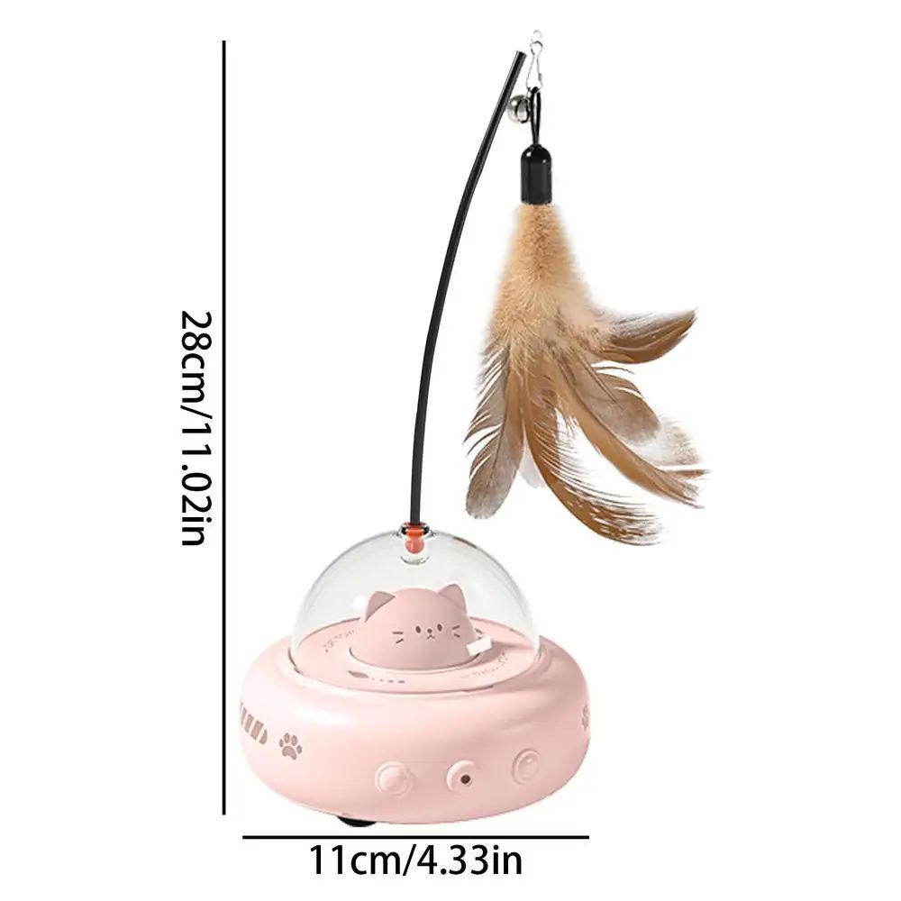 JMT-047818 Rechargeable Electric Interactive Cat Toy with Feather Teaser Wand for Chasing and Training