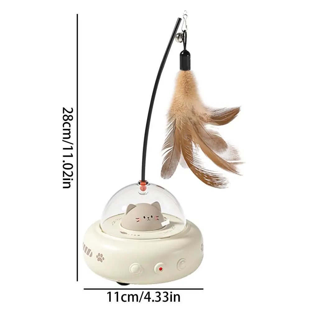 JMT-047818 Rechargeable Electric Interactive Cat Toy with Feather Teaser Wand for Chasing and Training