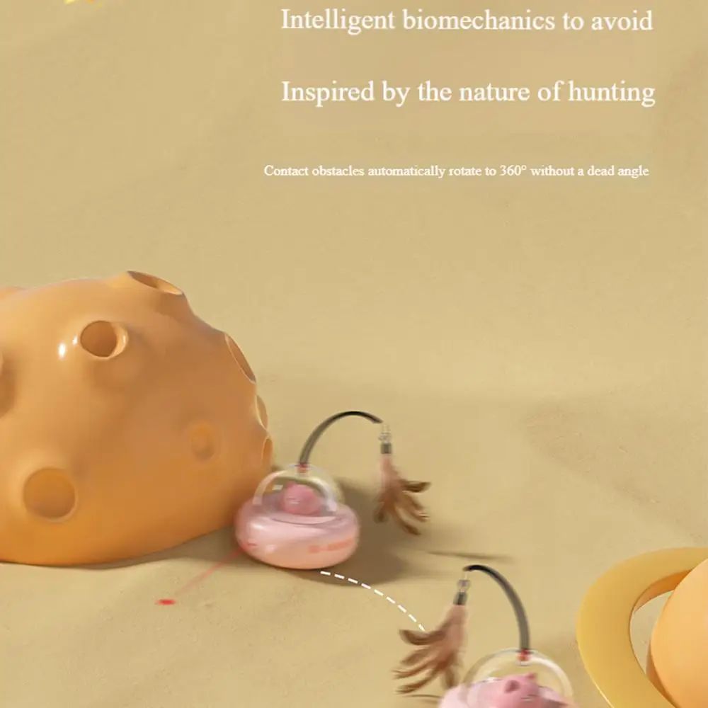 JMT-047818 Rechargeable Electric Interactive Cat Toy with Feather Teaser Wand for Chasing and Training